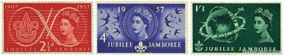 Sellos: 273503 MNH GRAN BRETA&Ntilde;A 1957 CENTENARIO DE LORD BADEN-POWELL Y 50 ANIVERSARIO DEL ESCULTISMO