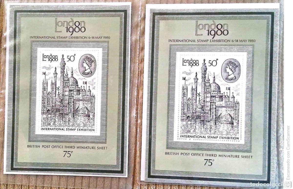 Sellos: LIQUIDACI&Oacute;N. 2 HB 3 Gran Breta&ntilde;a Exposici&oacute;n Filat&eacute;lica London 1980: Monumentos. Sellos nuevos