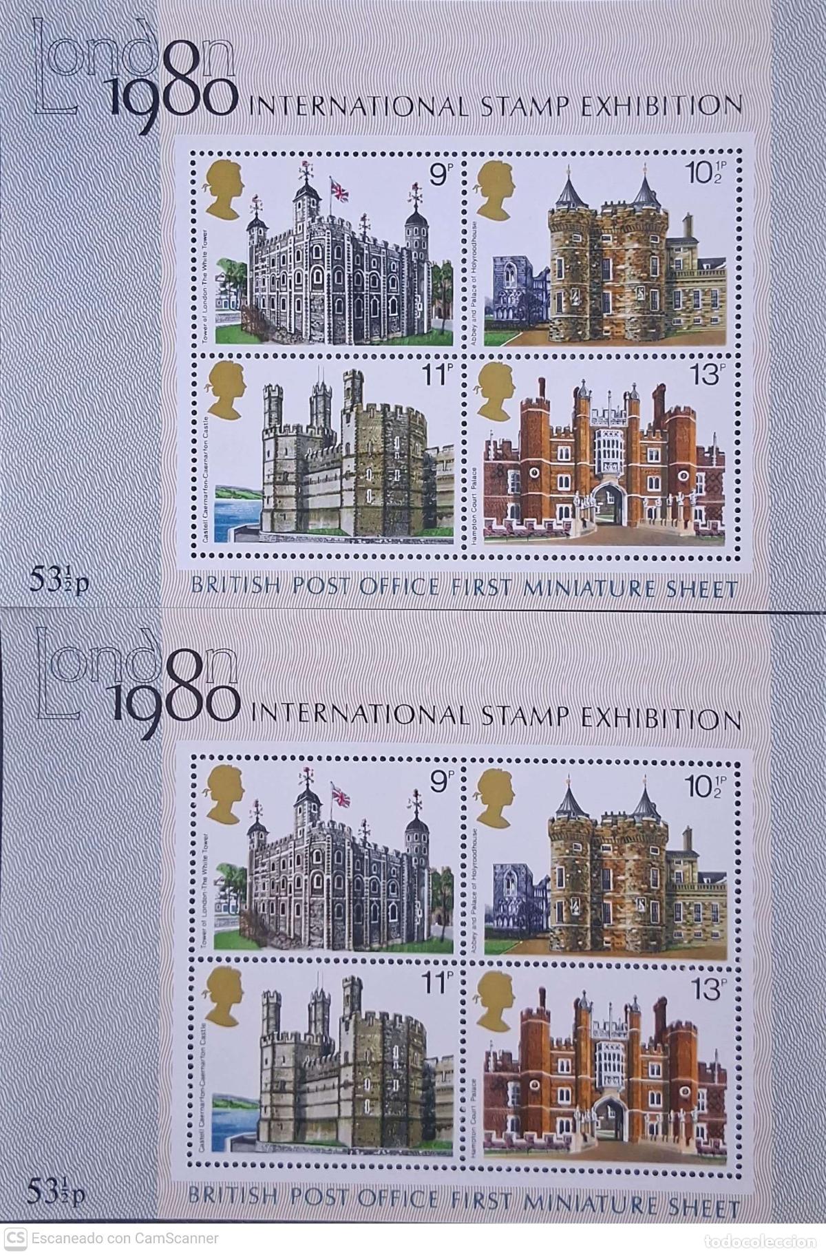 Sellos: LIQUIDACI&Oacute;N. 2 HB 1 Gran Breta&ntilde;a: Palacios y castillos hist&oacute;ricos. London 1980. 1978 Nuevas.