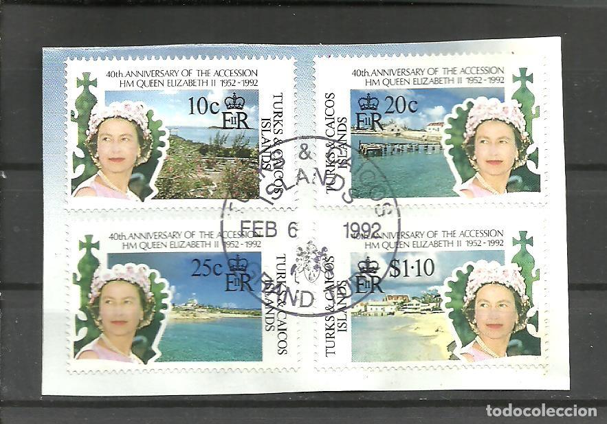 Sellos: TURKS & CAICOS 1992 - YVERT NRO. 982-85 - FRAGMENTO - USADO