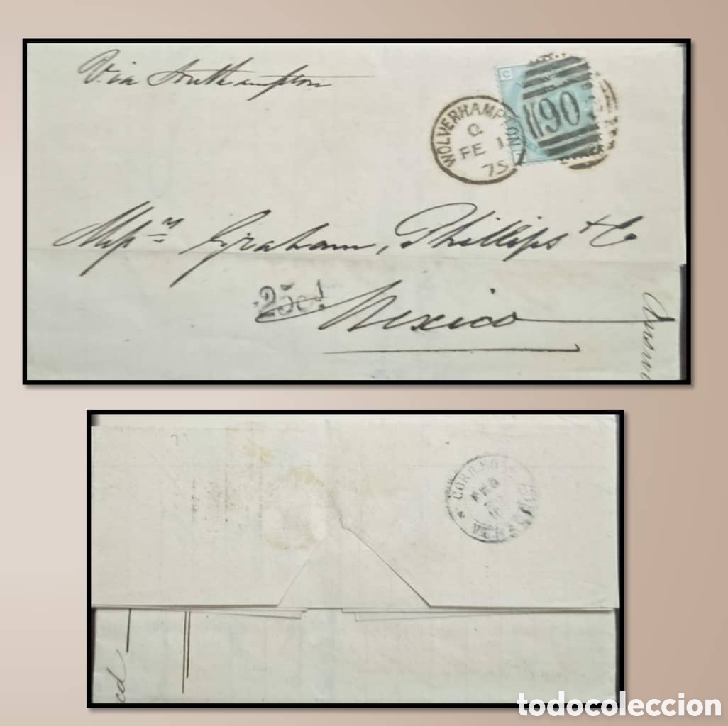 Sellos: CA)1873 INGLATERRA.Cover circulated from Manchester via the port of Southampton, crossing the Atla