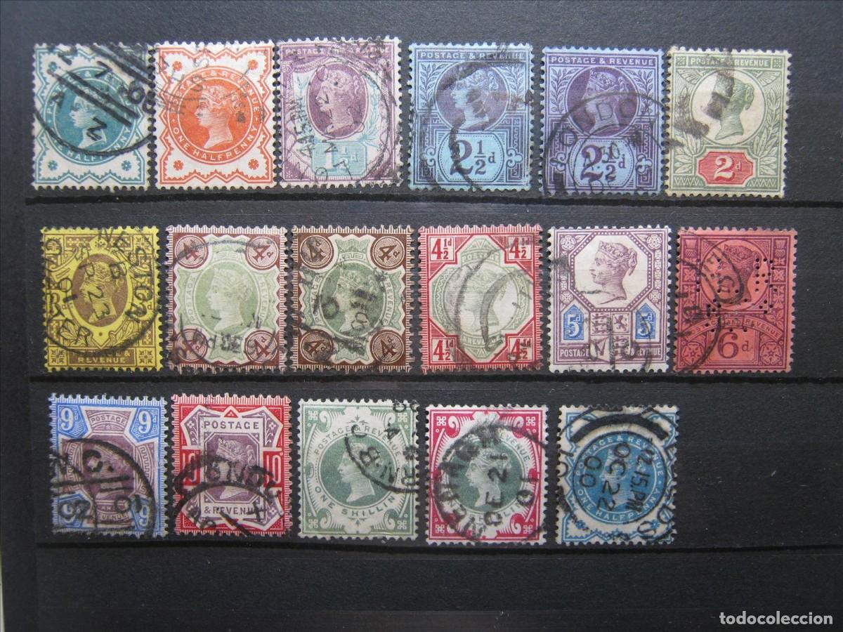 Francobolli: GRAN BRETA&Ntilde;A 1887-1900 REINA VICTORIA YVERT 91/104 + VARIANTES USADOS BIEN.