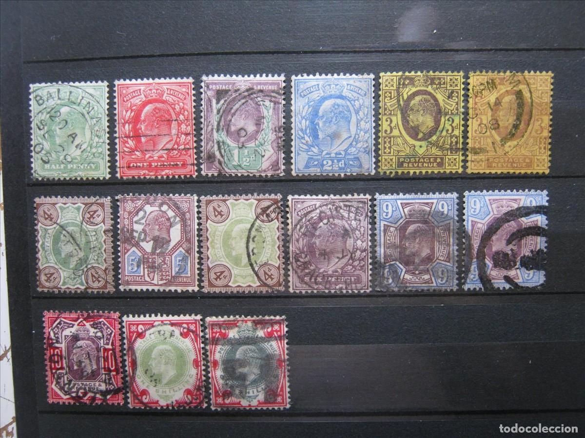 Francobolli: GRAN BRETA&Ntilde;A 1909-10 EDUARDO VII YVERT 106/117 MENOS UNO + VARIEDADES USADOS PERFECTOS.