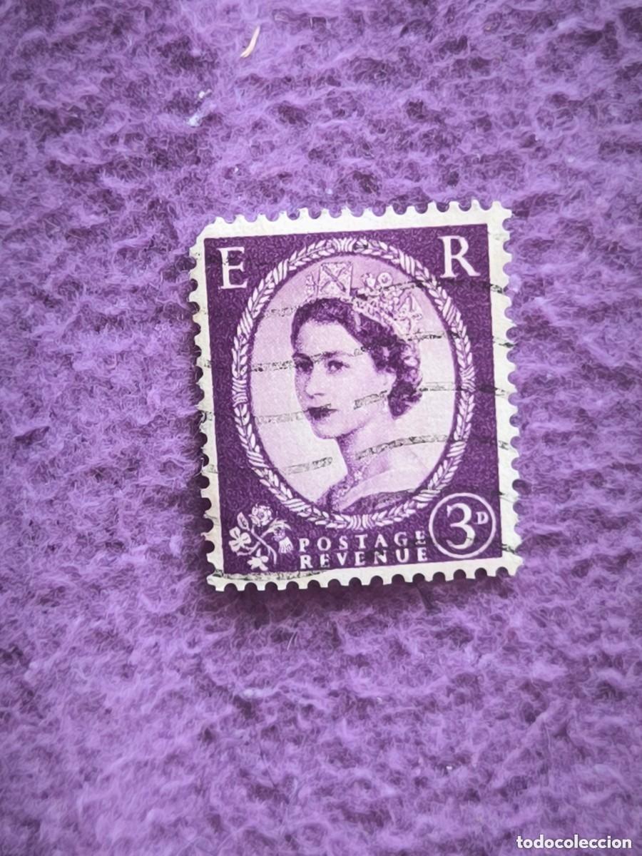 Sellos: Sello Reino Unido 3 Pence Reina Isabel II Elizabeth II Postage Revenue Filatelia