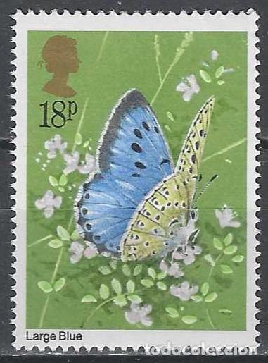 Sellos: GRAN BRETA&Ntilde;A 1981 - FAUNA, MARIPOSAS, MARIPOSA GRANDE AZUL - MNH**