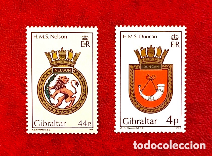 Sellos: Bonitos sellos her&aacute;ldica naval Royal Navy Gibraltar