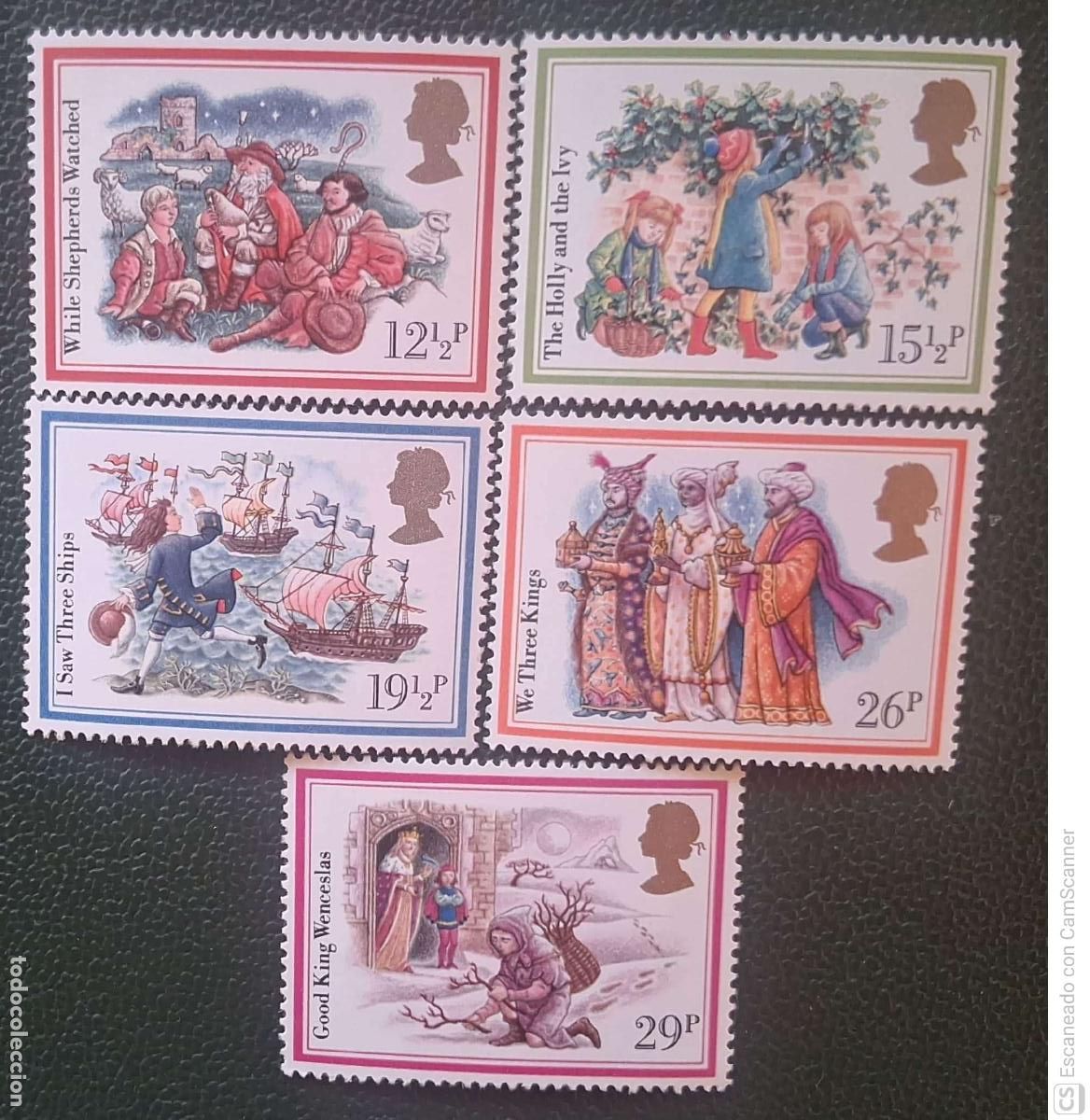 Sellos: Gran Breta&ntilde;a. 1062/66 Navidad: Ilustraciones de cantos de Navidad. 1982. Sellos nuevos y numeraci&oacute;