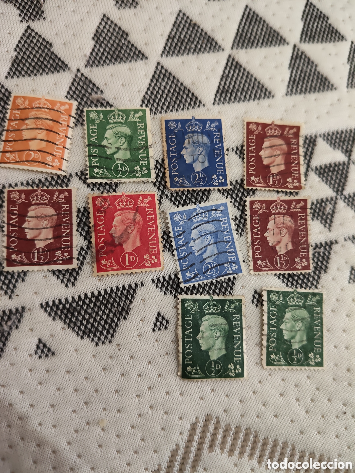 Sellos: 10 sellos de Gran Breta&ntilde;a Rey Jorge Vl 1937-48 usados