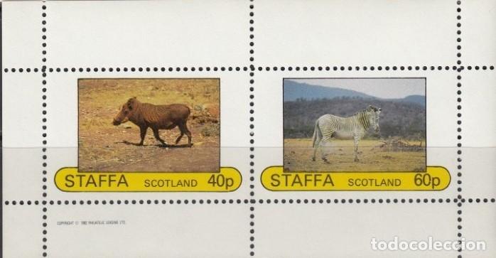Sellos: GB LOCAL STAFFA 1982 SHEET MNH FAUNA MAMIFEROS SANGLIERS JABALIES WILD BOARS CEBRAS ZEBRAS