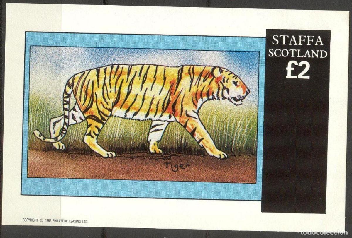 Sellos: GB LOCAL STAFFA 1982 SHEET MNH FAUNA MAMIFEROS TIGERS TIGRES RAUBKATZEN FELINOS FELINES WILDLIFE