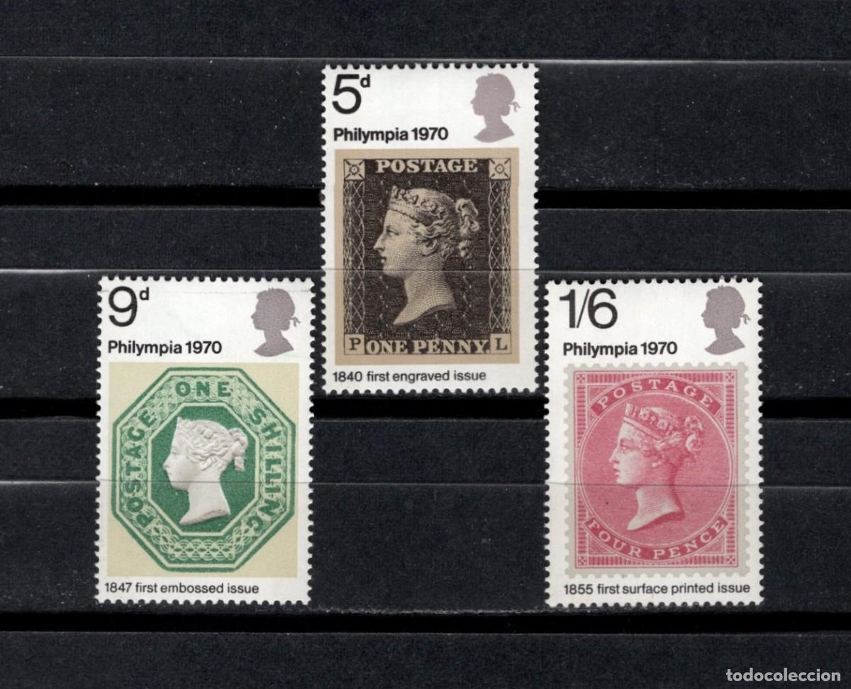 Sellos: Nuevos. Exposici&oacute;n Filat&eacute;lica Internacional Philympia.18 de Septiembre de 1970. Yvert 599/601.