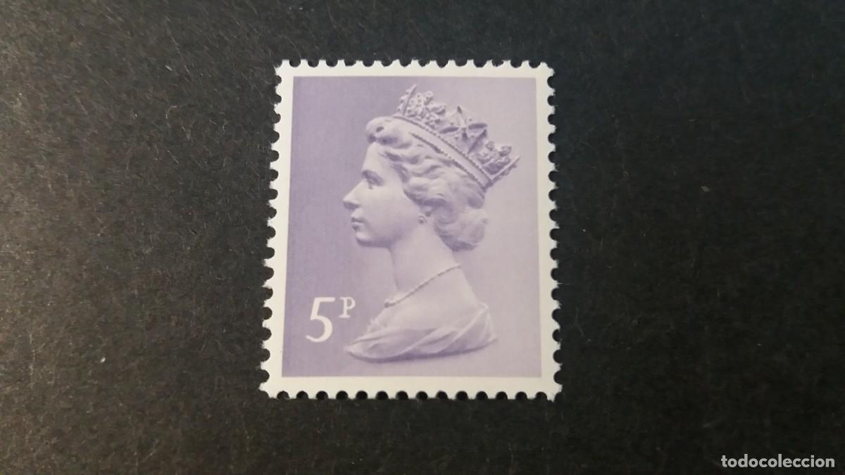 Sellos: Sello Nuevo. Isabel II. Sello de 5 peniques. Octubre de 1971. Yvert 613a.