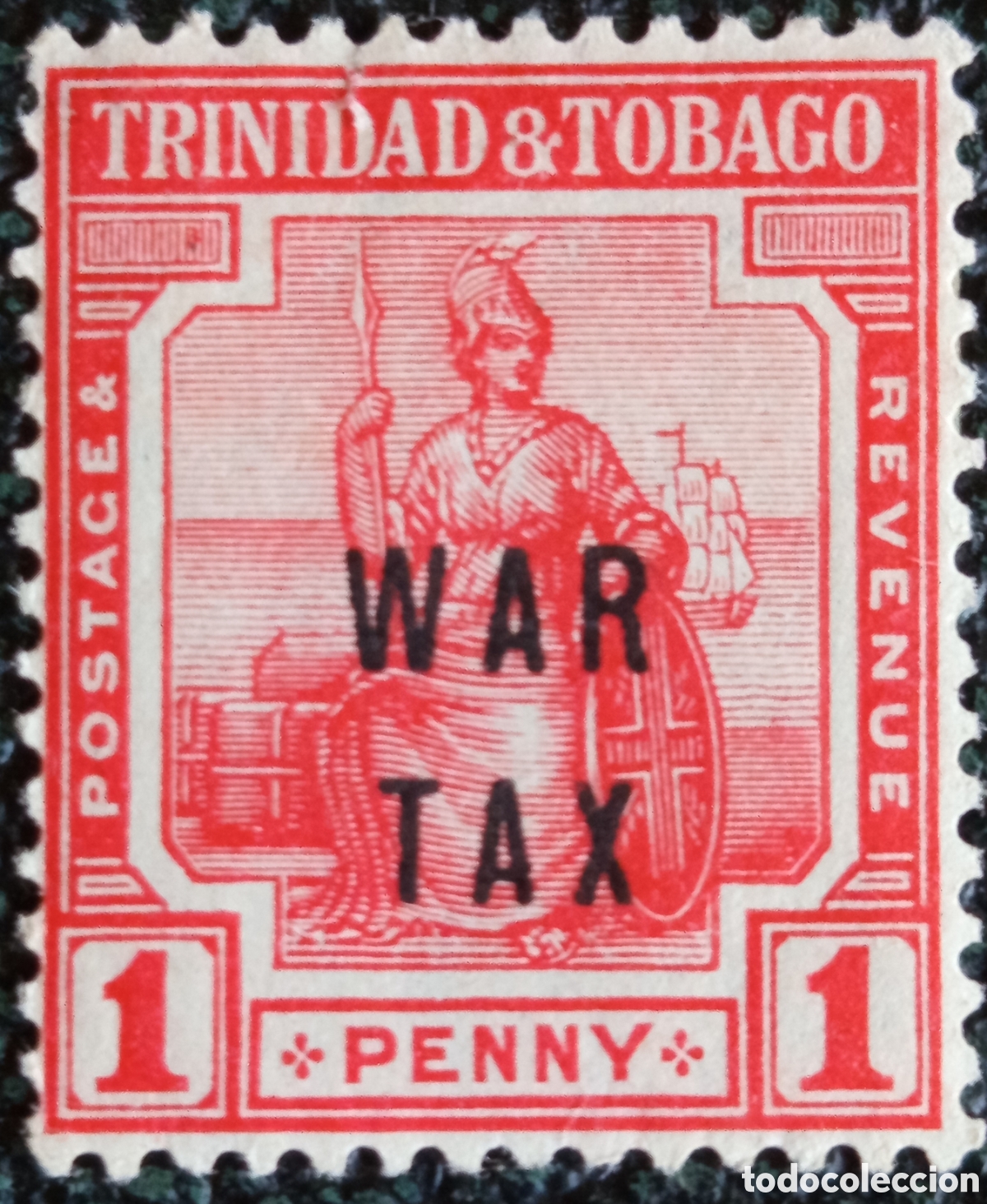 Sellos: Trinidad y Tobago 1916 Sello con sobrecarga &rdquo;WAR TAX&rdquo; 1 penique rojo (Michel 87) MH