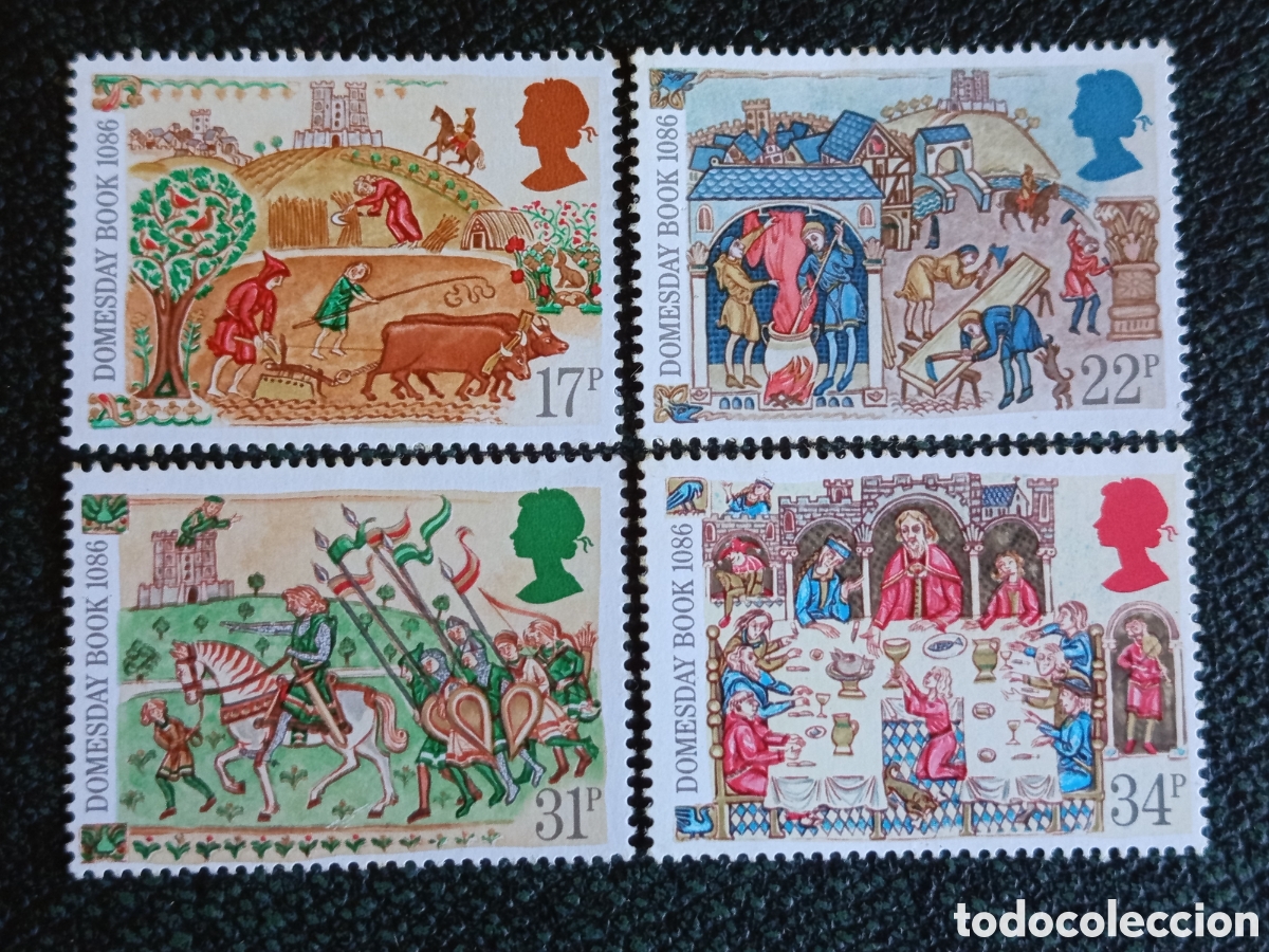 Sellos: Gran Breta&ntilde;a 1986 Domesday Book Serie Compl 4S MNH Europa (Michel 1114-1117)