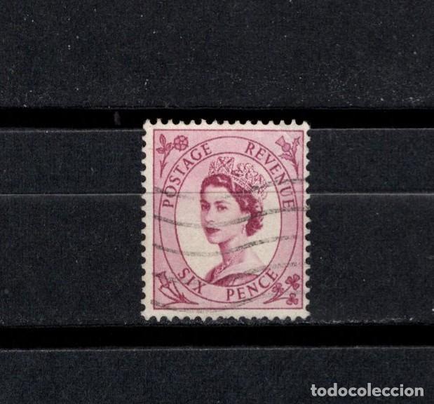 Sellos: Sello usado. Reina Isabel II. Sello de six pence. Enero 1954. Yvert 270.