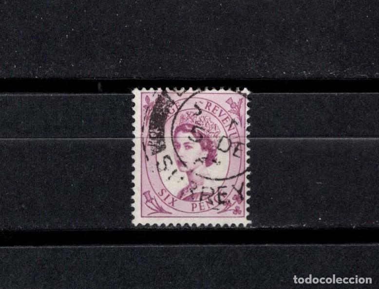 Sellos: Sello usado. Reina Isabel II. Sello de six pence. Enero 1954. Yvert 270.