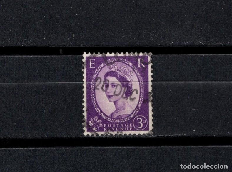 Sellos: Sello usado. Reina Isabel II. Sello 3 peniques. 1954. Yvert 267.
