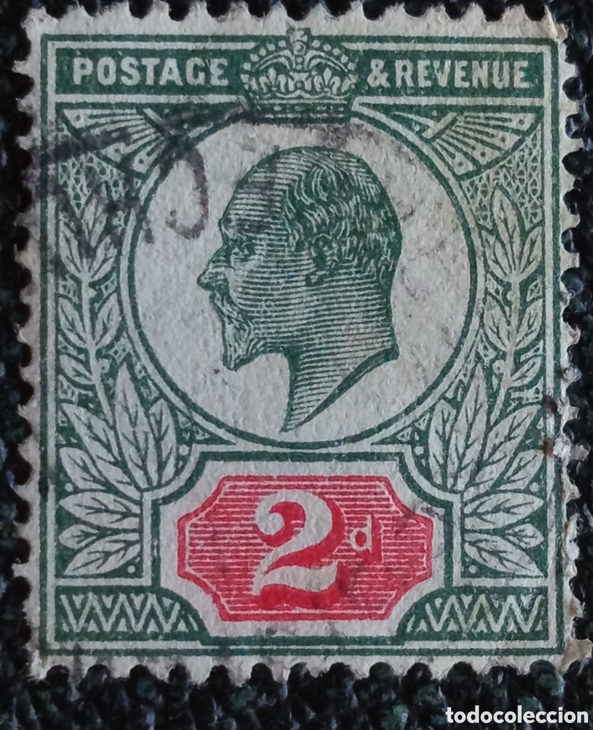 Sellos: Sello Gran Breta&ntilde;a Eduardo VII 2d Verde Rojo Scott #133 Stanley Gibbons #249 Usado