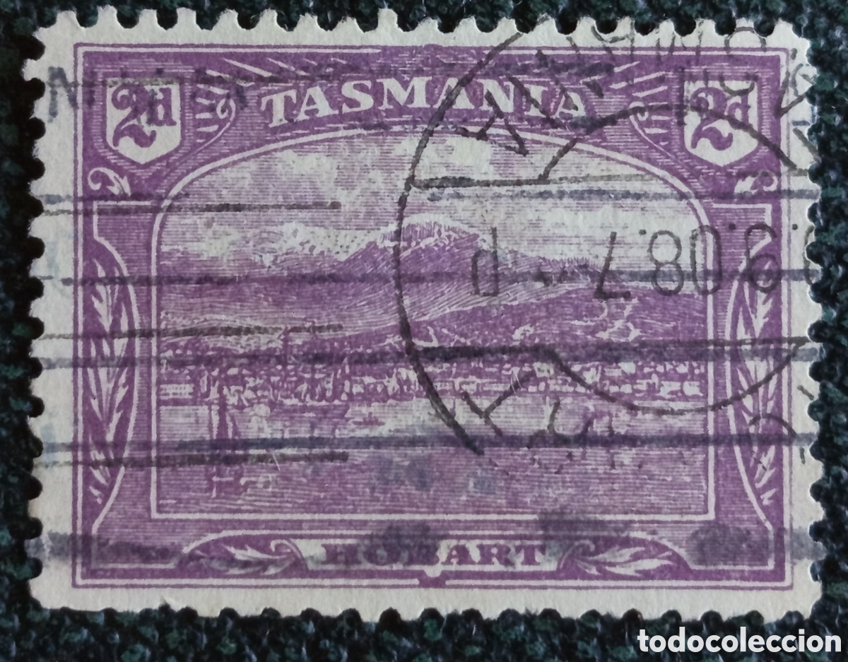 Sellos: Sello Tasmania 1899 Hobart Vista Ciudad 2d Violeta Scott #88 SG #231 Usado
