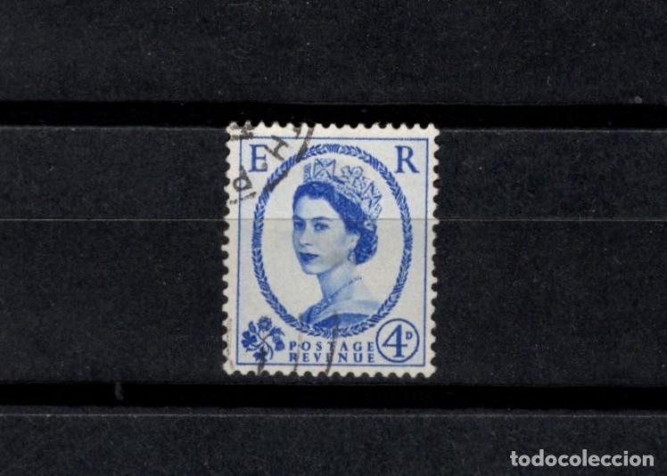 Sellos: Sello usado. Isabel II. Sello de 4 peniques. 1959 noviembre. Yvert 349.
