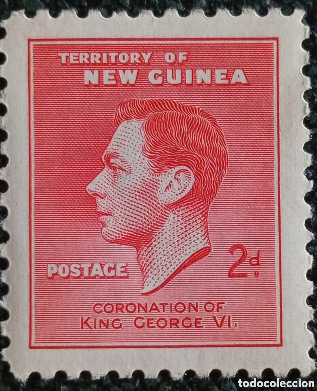 Sellos: Territorio de Nueva Guinea 1937 Sello 2d Rojo Coronaci&oacute;n Jorge VI MNH