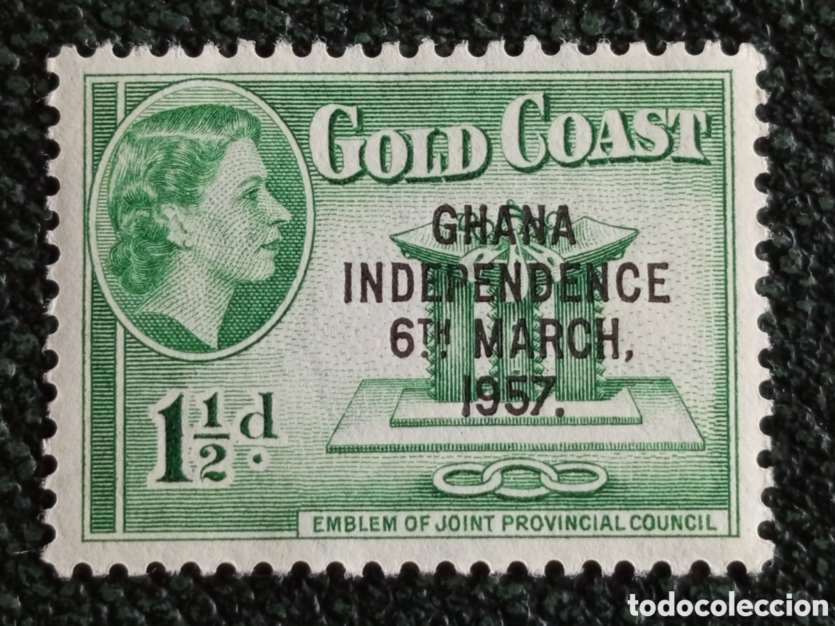 Sellos: Costa de Oro 1957 Sobrecargo Independencia Ghana 1&frac12;d Verde MNH - SG #168