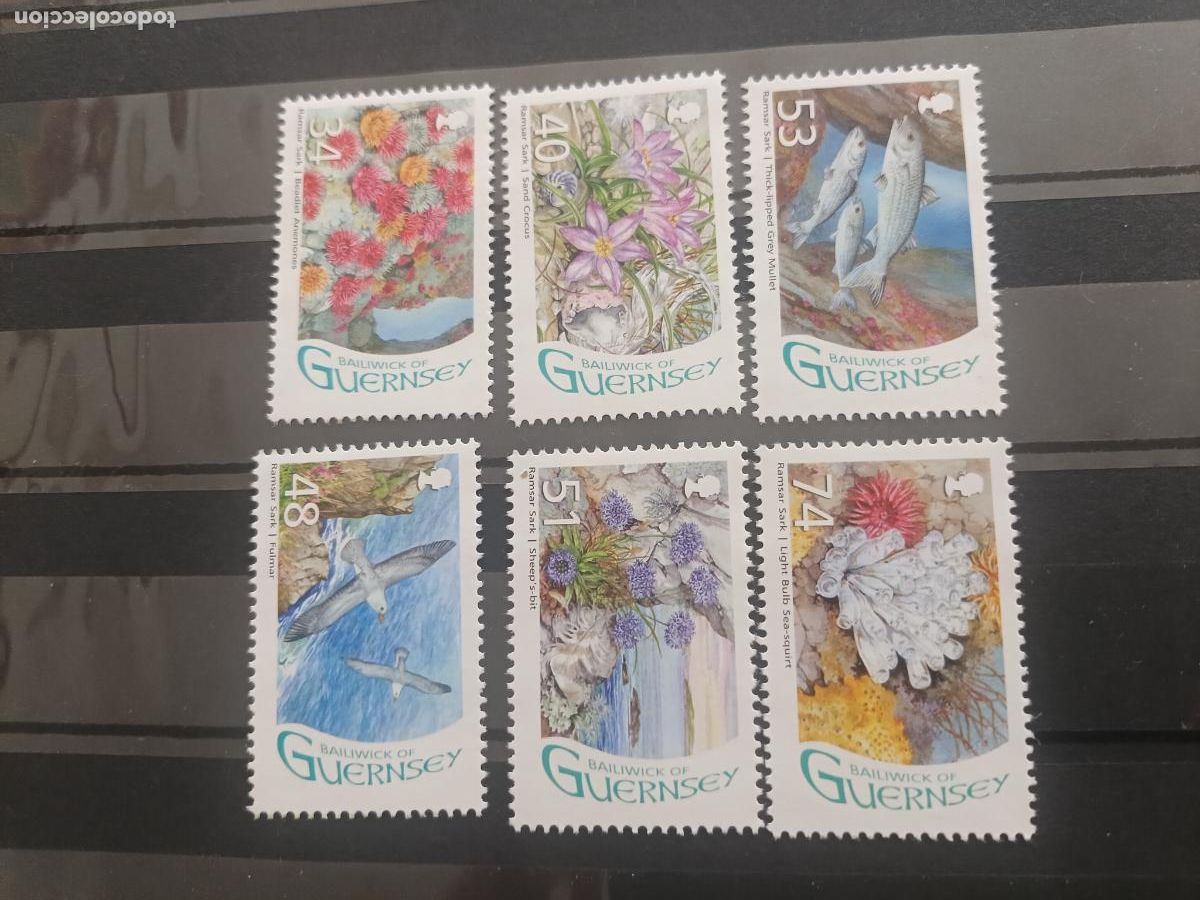 Sellos: Islas del Canal. Serie nueva de 6 sellos. Guernsey. Flora