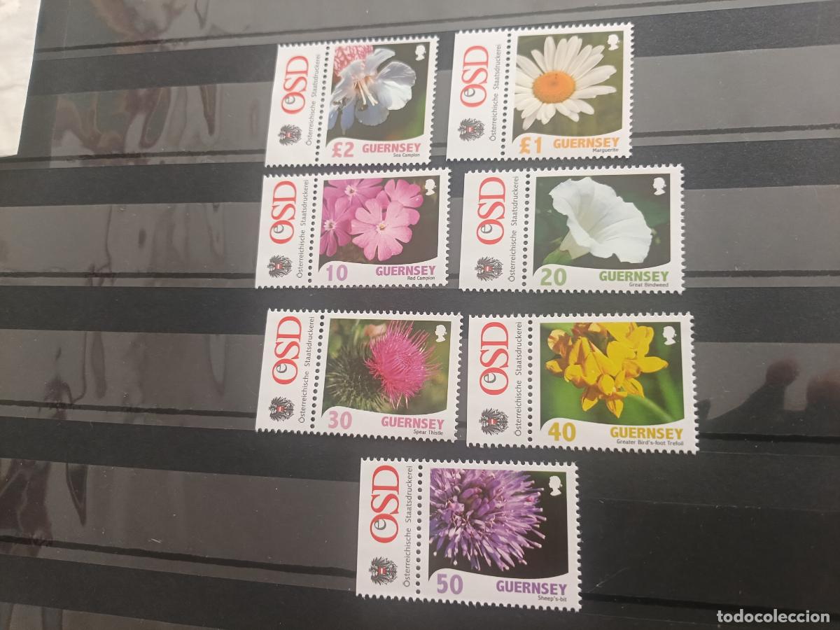 Sellos: Guernsey, Islas del Canal. Serie nueva de 7 sellos. Flora