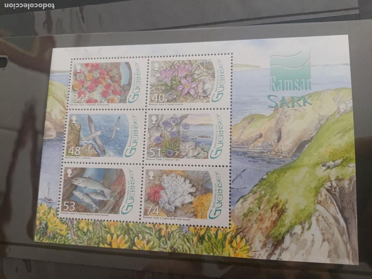 Sellos: Guernsey, Islas del Canal. Serie nueva de sellos de flora y fauna en Hoja Bloque