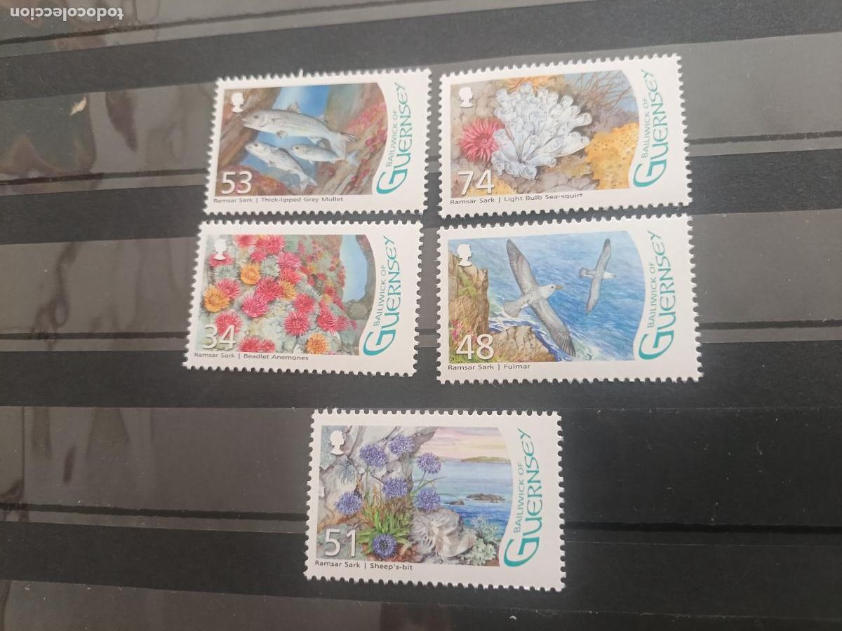 Sellos: Guernsey, Reino Unido. 5 sellos nuevos. Flora y fauna