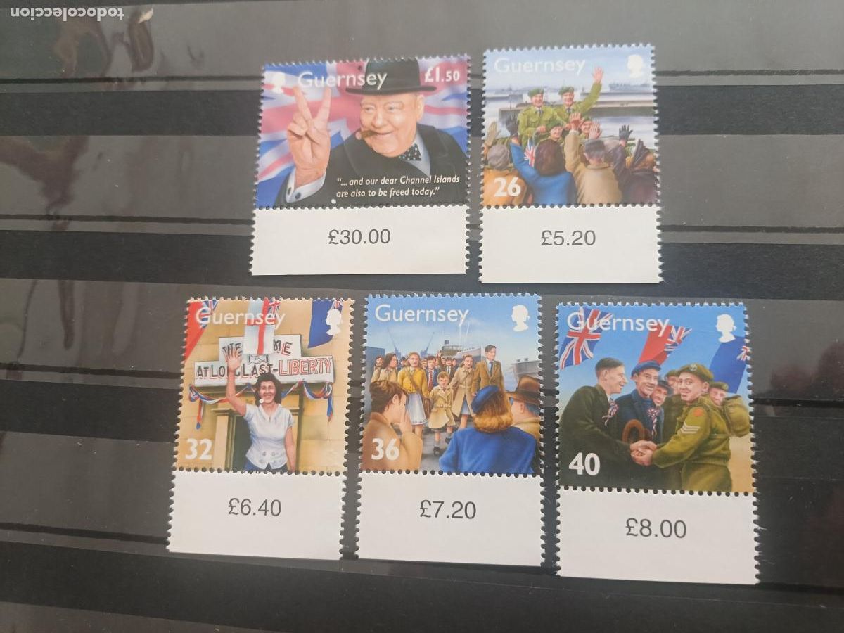 Sellos: Guernsey, Reino Unido. Serie nueva de sellos de la II Guerra Mundial. Churchill
