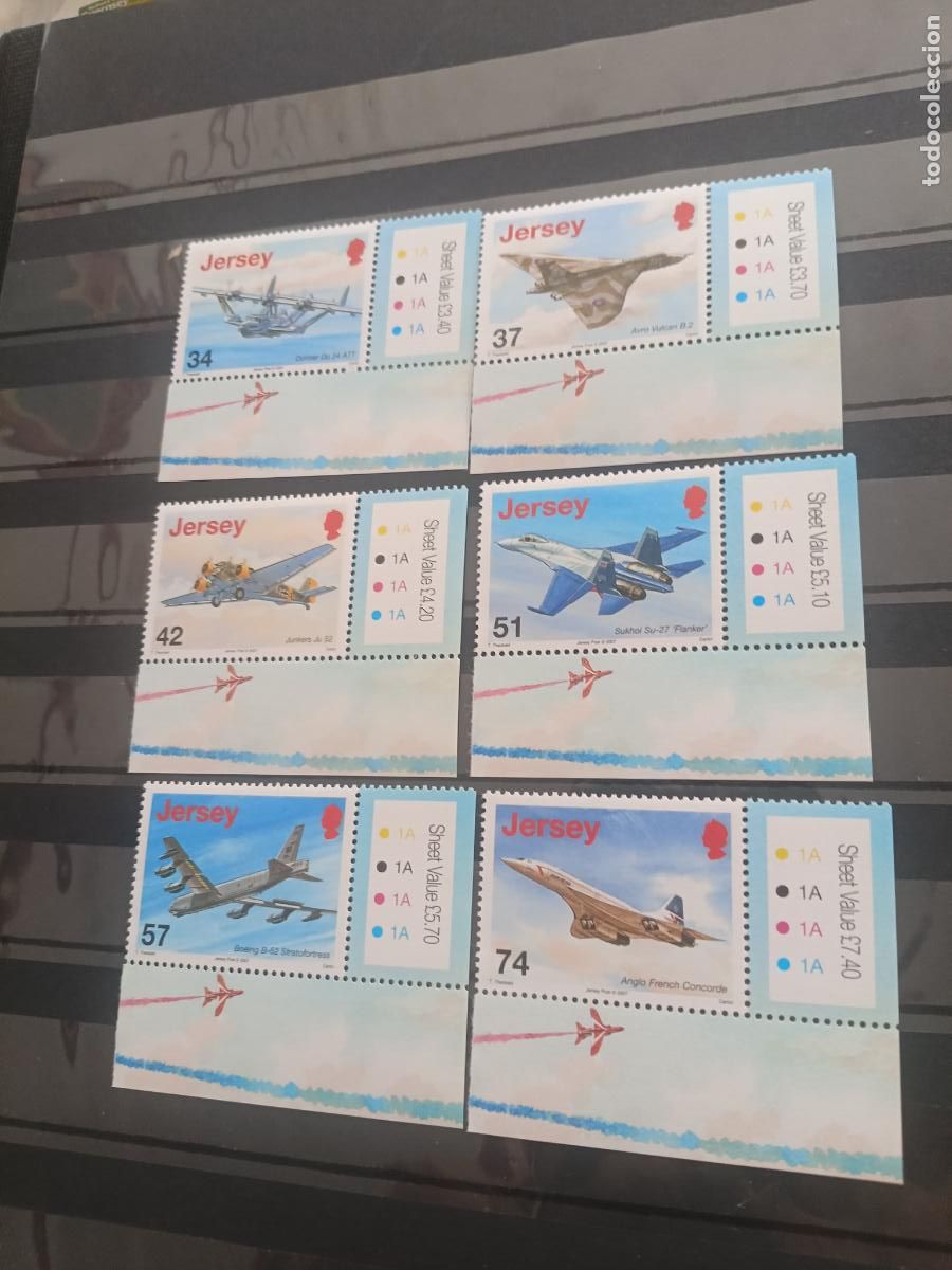 Sellos: Jersey, Reino Unido. 6 sellos nuevos. Aviones