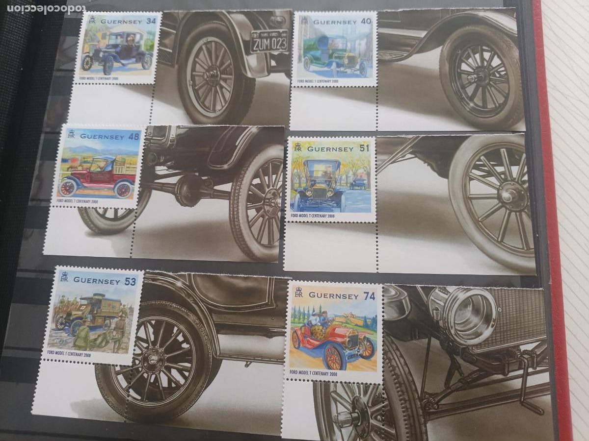Sellos: Guernsey, Reino Unido. Coches antiguos. 6 sellos nuevos