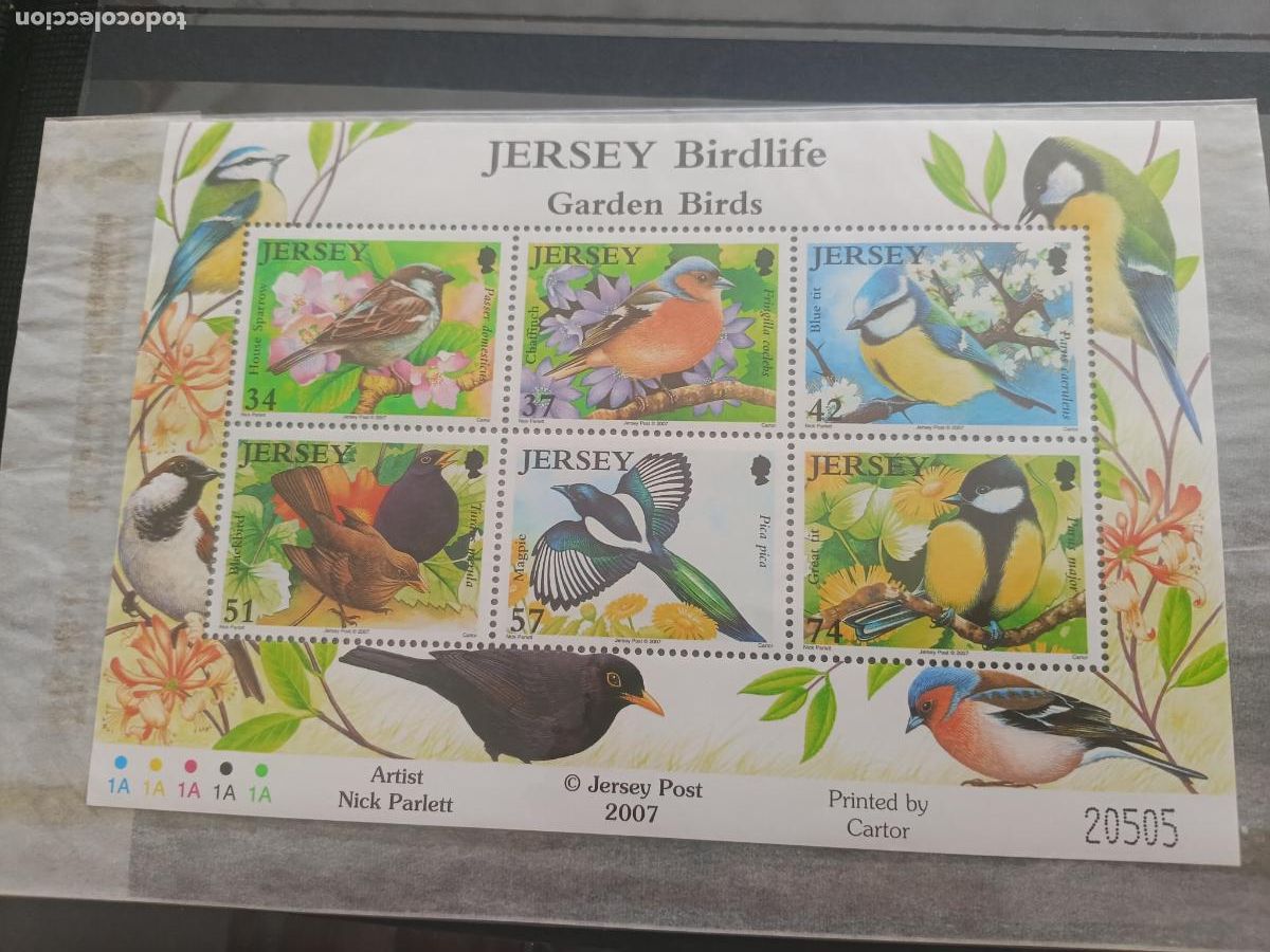 Sellos: Alderney, Reino Unido. Hojita nueva, aves migratorias