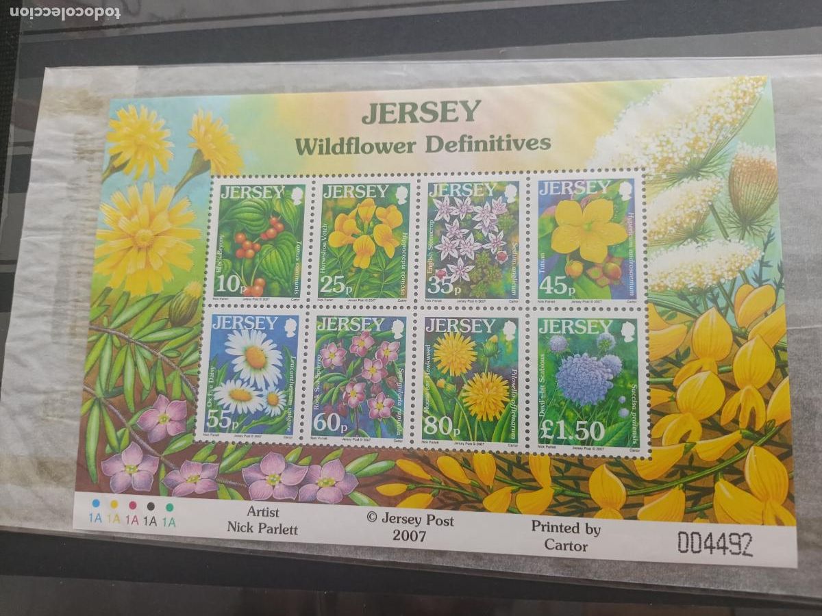 Sellos: Jersey, Reino Unido. Hojita nueva, flora