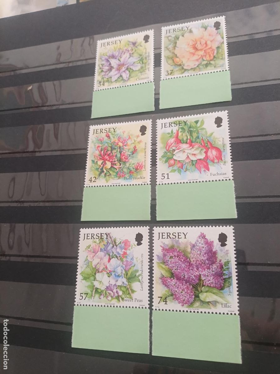 Sellos: Jersey, flora. 6 sellos nuevos