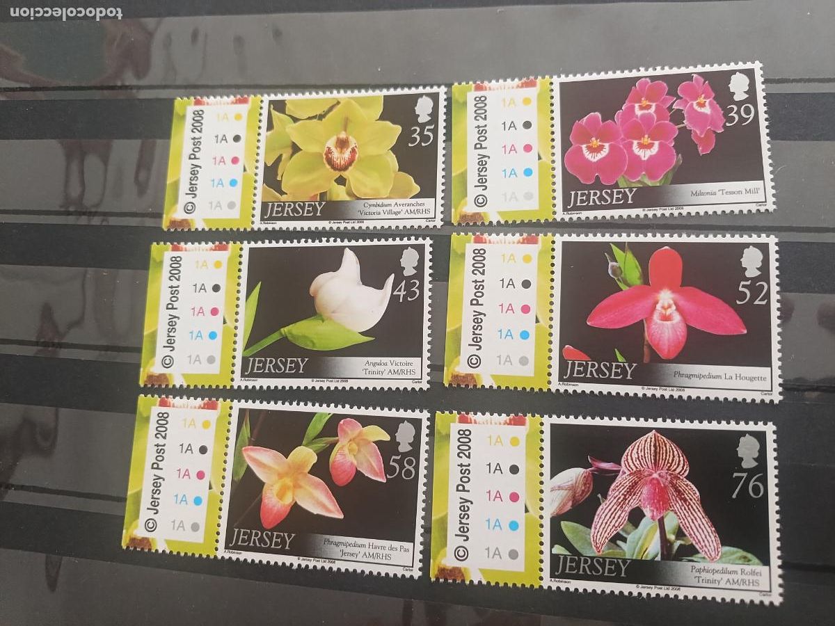 Sellos: Jersey. Orqu&iacute;deas. 6 sellos nuevos 2008
