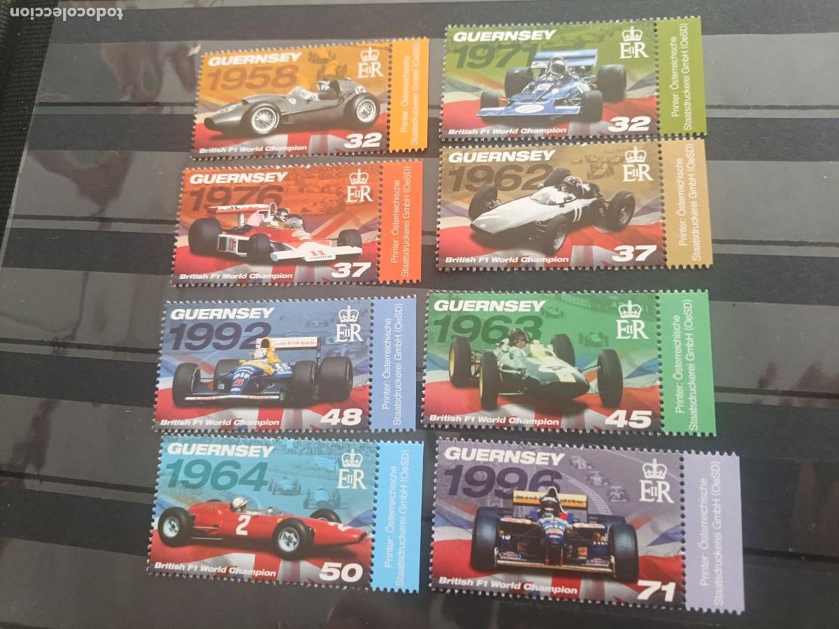 Sellos: Guernsey. 8 sellos nuevos . Automovilismo