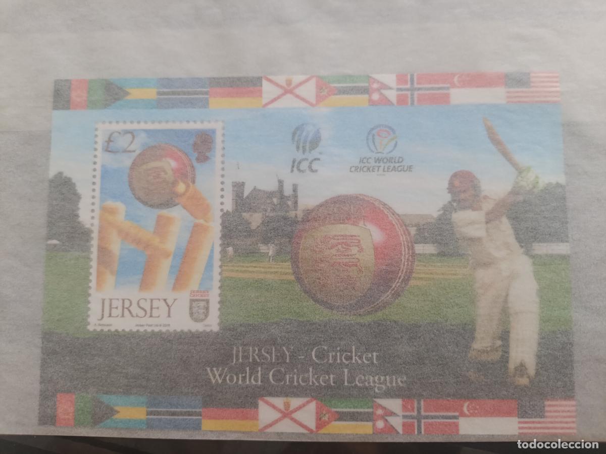 Sellos: Jersey, cricket. Hojita nueva