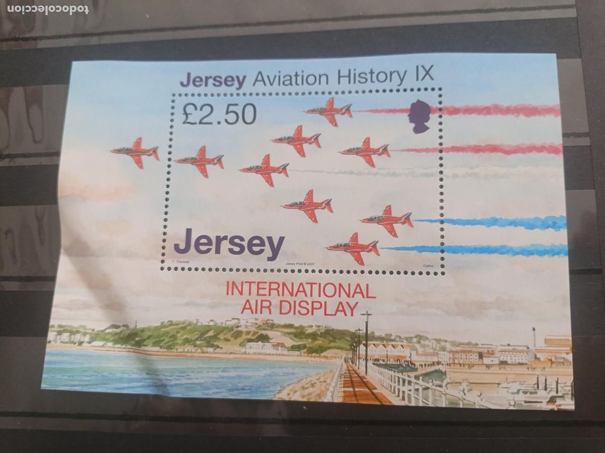 Sellos: Jersey, Aviation History. Hojita nueva