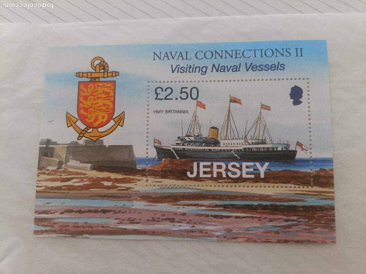 Sellos: Jersey, Naval Connections II Hojita Bloque nueva
