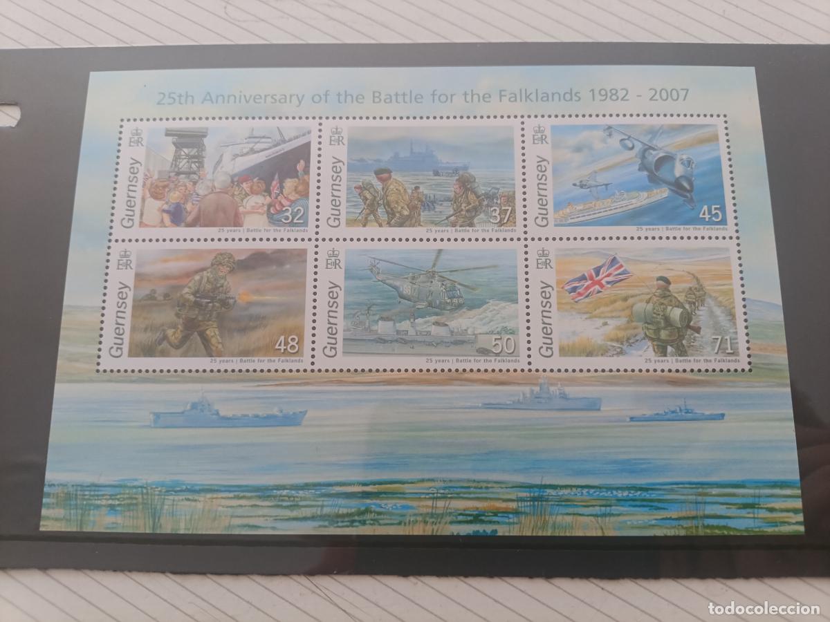 Sellos: Guernsey. 2007 Aniversario de la guerra de las Malvinas. Hojita nueva. Falklands