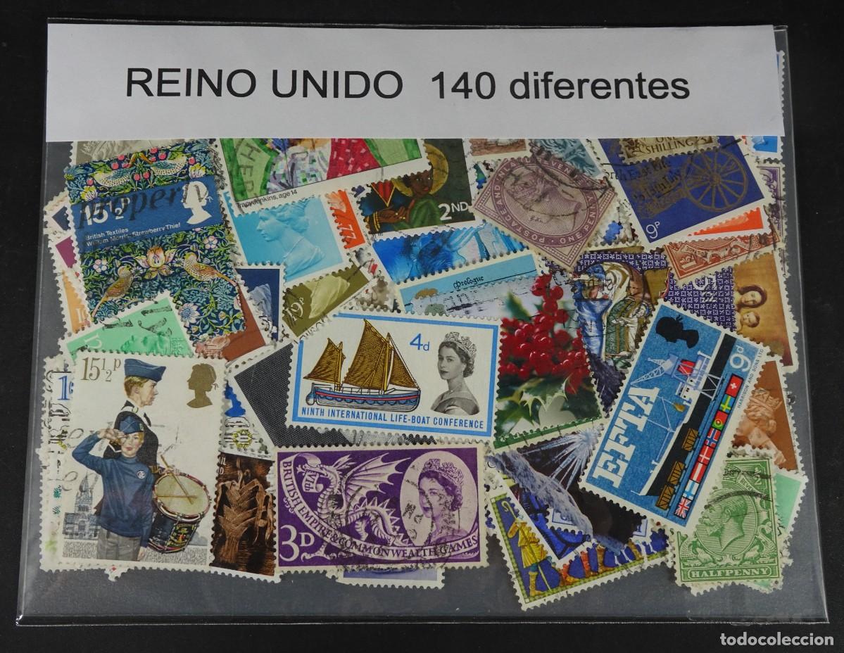 Stamps: LOTE DE 140 SELLOS REINO UNIDO ,DIFERENTES, NUEVOS Y USADOS , VER FOTOS