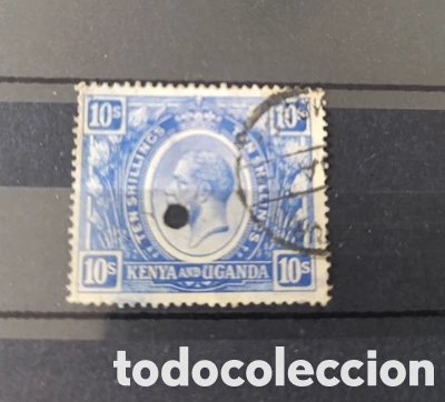 Sellos: Sello colonias brit&aacute;nicas inglesas Kenya Uganda Tanganyika 1922 10 sh
