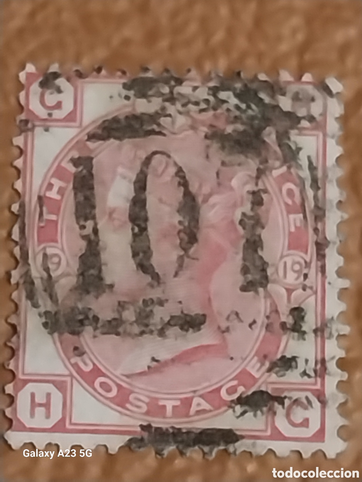 Stamps: Sello Gran Breta&ntilde;a 1884 Reina Victoria 10d Rosa Usado Letras H-C Cat. SG 193