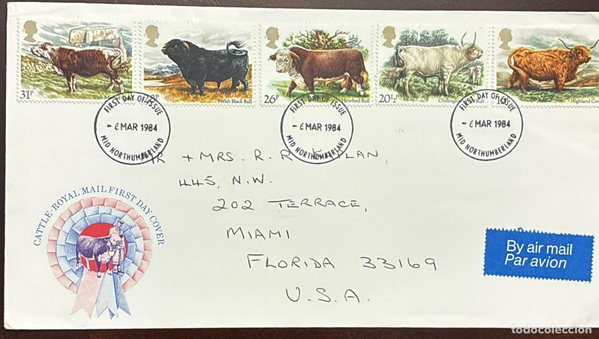 Stamps: MI) 1984 GREAT BRITAIN, FDC, AIRMAIL,BICENTENARY OF THE ROYAL SOCIETY OF AGRICULTURE AND THE HIGHLAN
