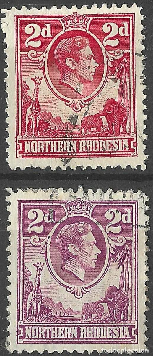 Sellos: NORTHERN RHODESIA/1938-52/USED/SC#32-3/ REY JORGE VI / KGVI / 2v/21v