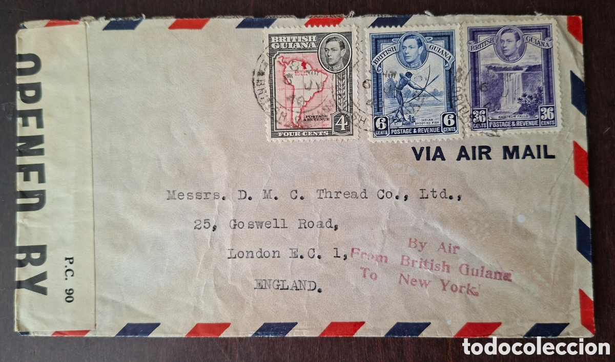 Francobolli: Carta enviada desde Brithis guiada a londres inglaterra via aerea 1940