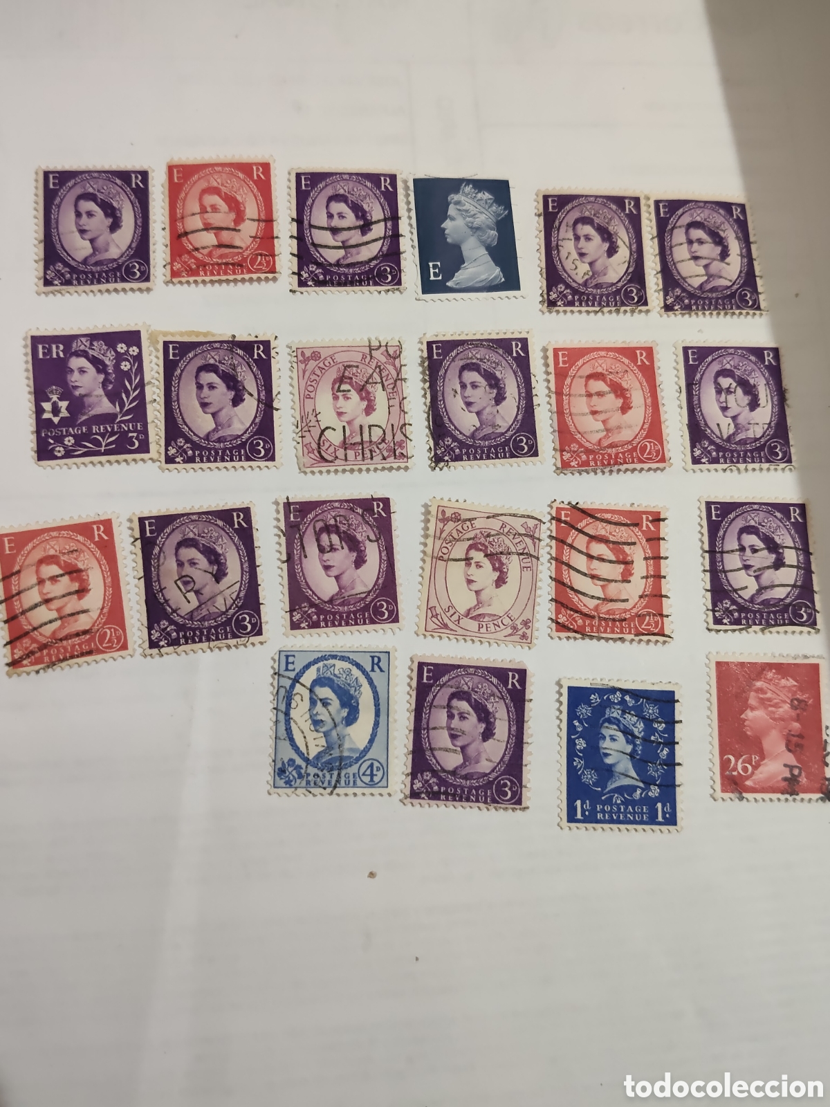 Sellos: 28 sellos de Gran Breta&ntilde;a Reina Isabel ll 1954-57