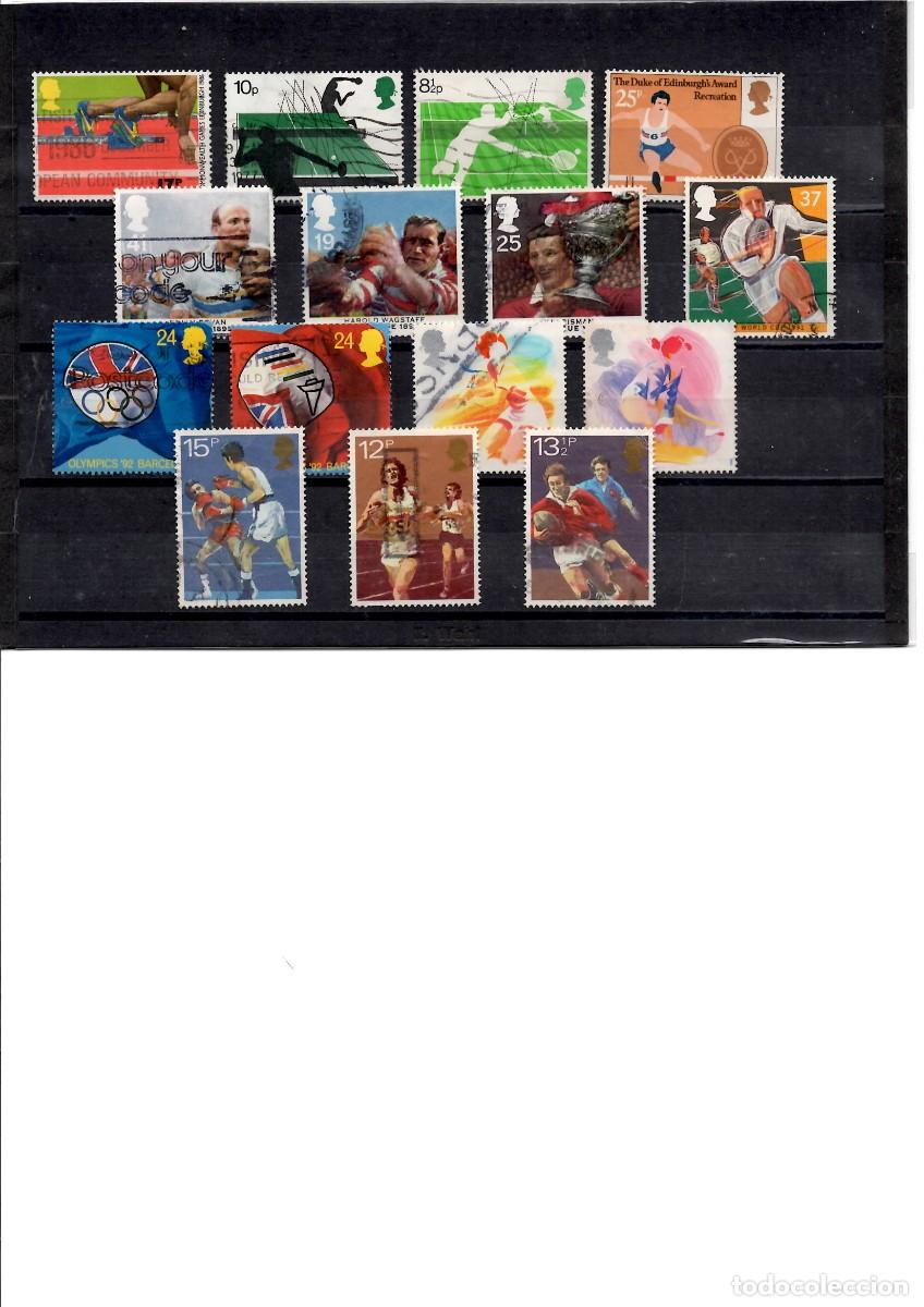 Timbres: Inglaterra, 15 sellos usados deportes,